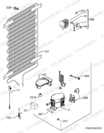 Взрыв-схема холодильника Electrolux EJ2823AOX2 - Схема узла Cooling system 017